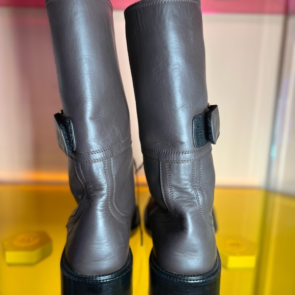 Chanel Brown Soft Logo Lambskin Combat Boots - Picture 3 of 4